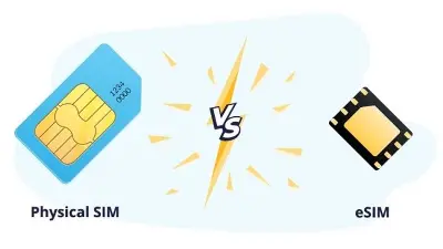 스마트폰에 내장된 디지털 eSIM 일러스트