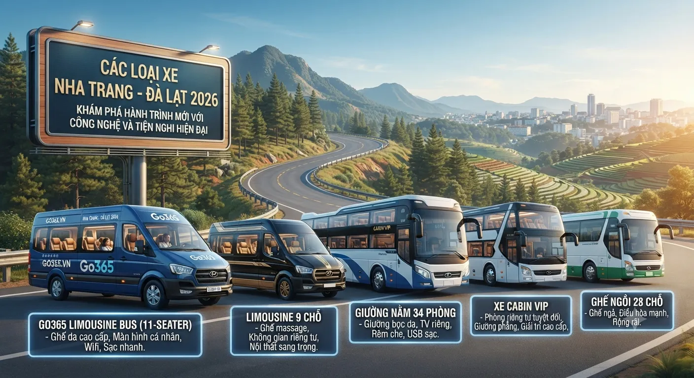 Các loại xe limousine giường nằm cabin tuyến Nha Trang Đà Lạt