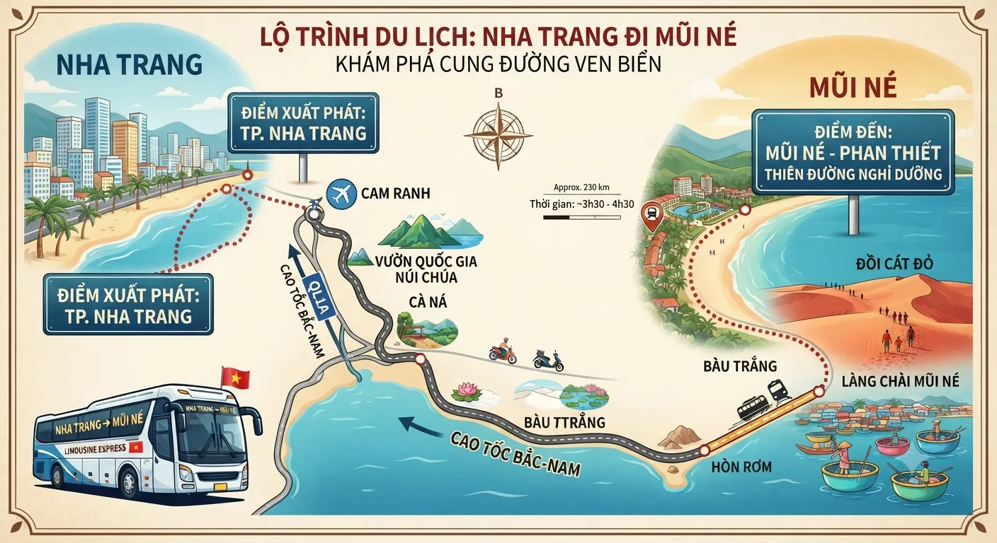 Xe đưa đón tuyến Nha Trang đi Mũi Né Phan Thiết