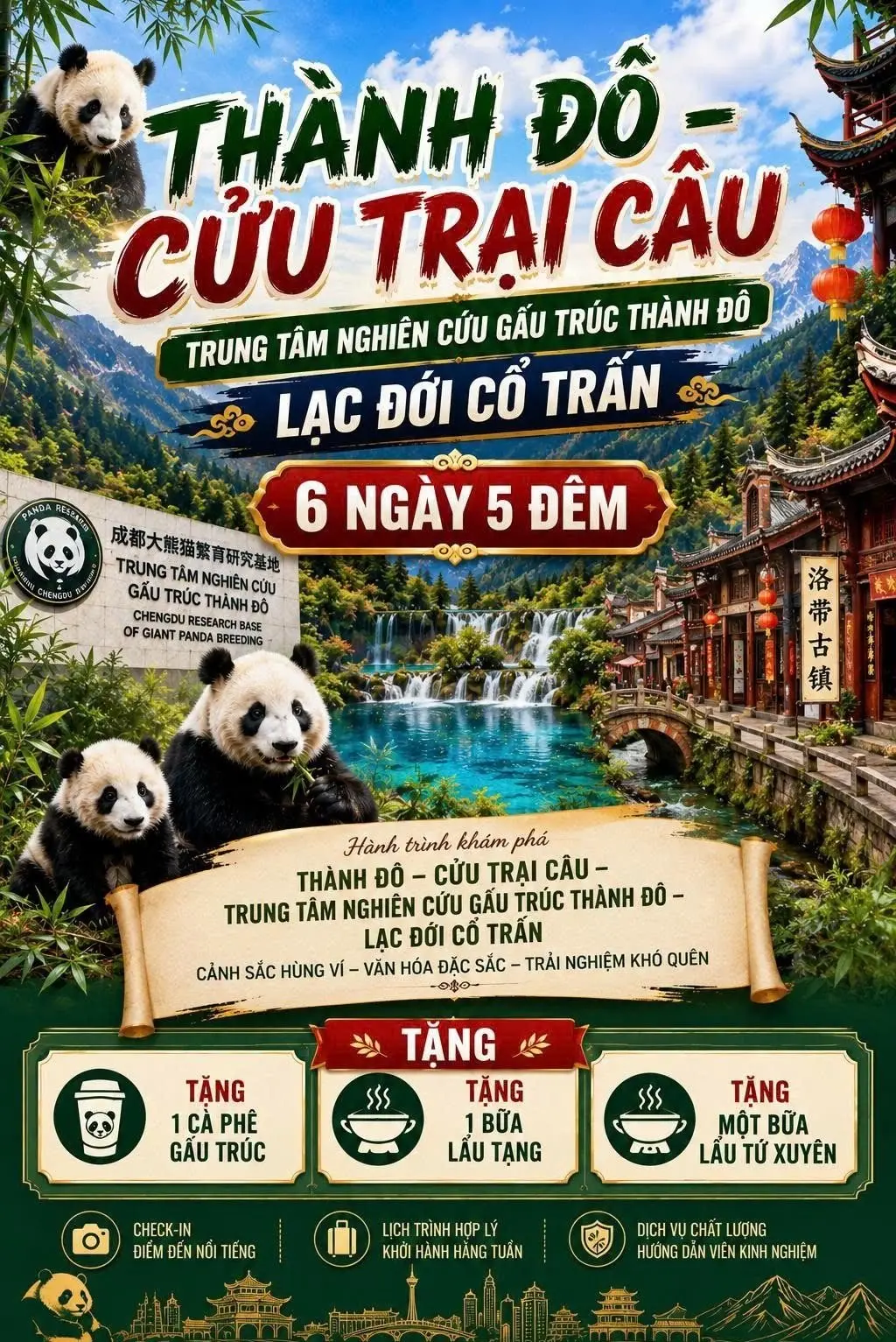 Tour Thành Đô - Cửu Trại Câu - Đô Giang Yển EU 6 ngày 5 đêm — Trung Quốc