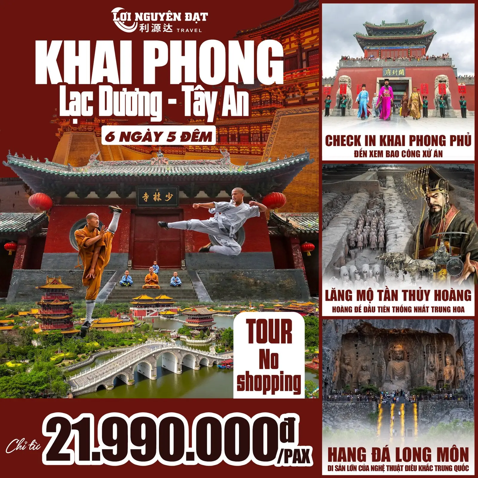 Tour Khai Phong - Thiếu Lâm Tự - Lạc Dương - Tây An 6 ngày 5 đêm — Trung Quốc