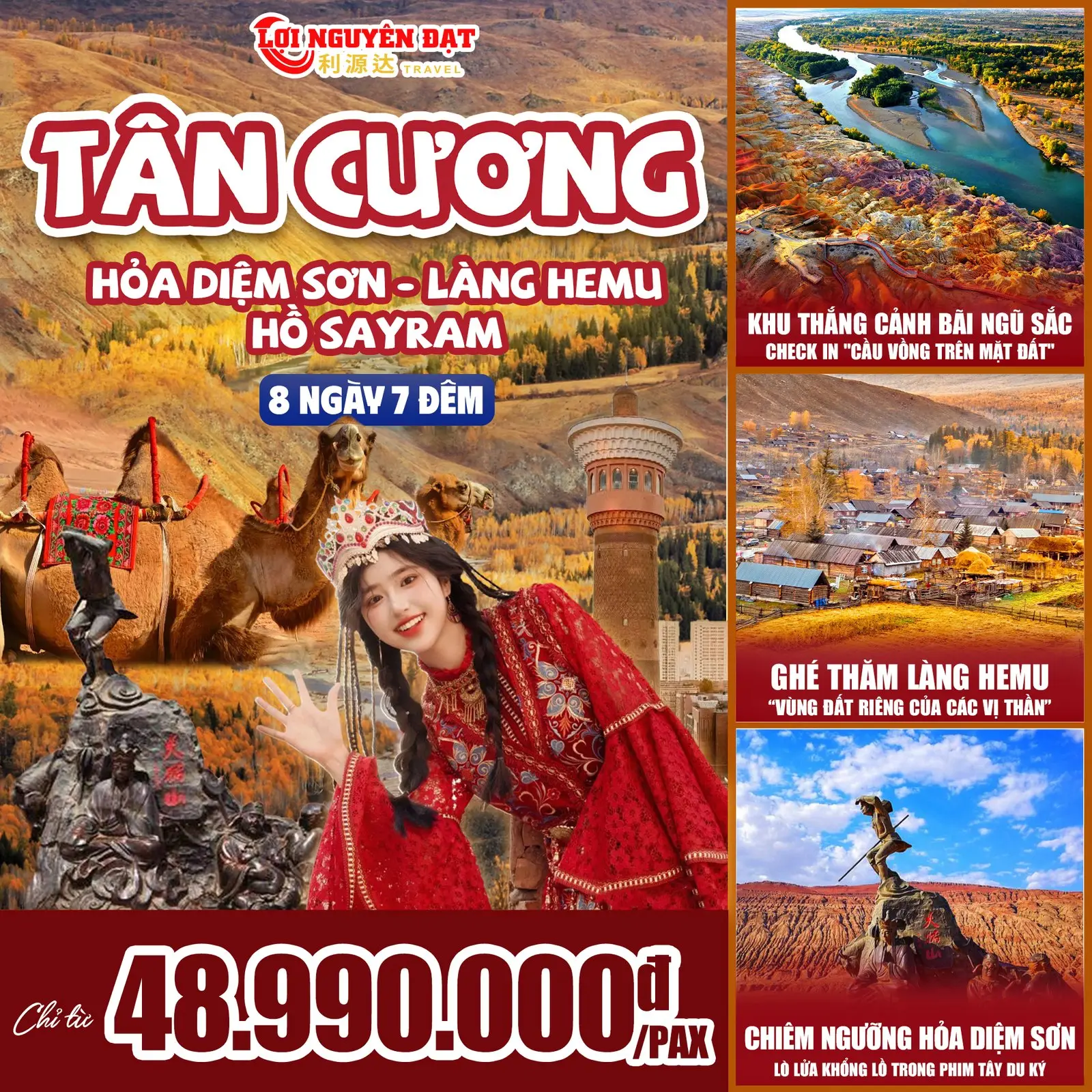 Tour Tân Cương: Kanas - Làng Hemu - Hồ Sayram - Hỏa Diệm Sơn 8 ngày 7 đêm — Trung Quốc